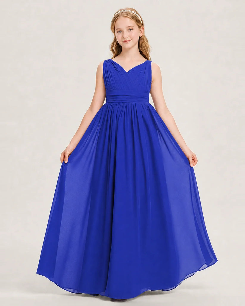 Royal Blue Chiffon A-line Junior Bridesmaid Dress Front View