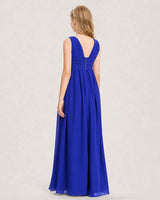Royal Blue Chiffon A-line Junior Bridesmaid Dress Back View