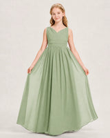 Sage Green Chiffon A-line Junior Bridesmaid Dress Front View