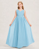 Sky Blue Chiffon A-line Junior Bridesmaid Dress Front View