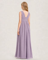 Wisteria Chiffon A-line Junior Bridesmaid Dress Back View