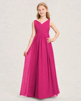 Hot Pink Chiffon A-line Junior Bridesmaid Dress Front View