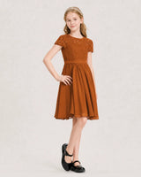 Burnt Orange Chiffon A-line Junior Bridesmaid Dress Front View