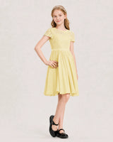 Daffodil Chiffon A-line Junior Bridesmaid Dress Front View