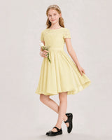 Daffodil Chiffon A-line Junior Bridesmaid Dress Front View
