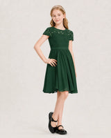 Emerald Green Chiffon A-line Junior Bridesmaid Dress Front View