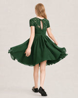 Emerald Green Chiffon A-line Junior Bridesmaid Dress Back View