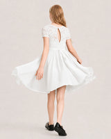 Ivory Chiffon A-line Junior Bridesmaid Dress Back View