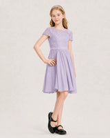 Lavender Chiffon A-line Junior Bridesmaid Dress Front View