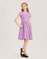 Lilac Chiffon A-line Junior Bridesmaid Dress Front View