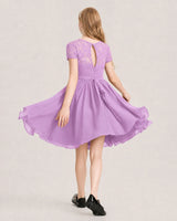 Lilac Chiffon A-line Junior Bridesmaid Dress Back View