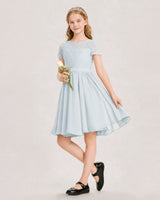 Mist Chiffon A-line Junior Bridesmaid Dress Front View