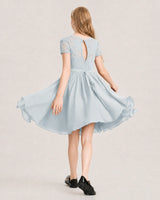 Mist Chiffon A-line Junior Bridesmaid Dress Back View