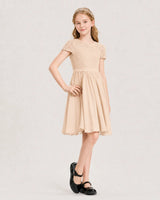 Peach Chiffon A-line Junior Bridesmaid Dress Front View