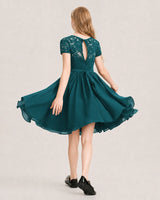 Peacock Chiffon A-line Junior Bridesmaid Dress Back View