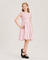 Pink Chiffon A-line Junior Bridesmaid Dress Front View