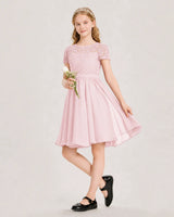 Pink Chiffon A-line Junior Bridesmaid Dress Front View