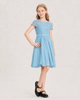 Sky Blue Chiffon A-line Junior Bridesmaid Dress Front View