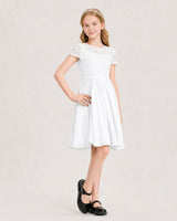 White Chiffon A-line Junior Bridesmaid Dress Front View