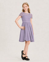 Wisteria Chiffon A-line Junior Bridesmaid Dress Front View