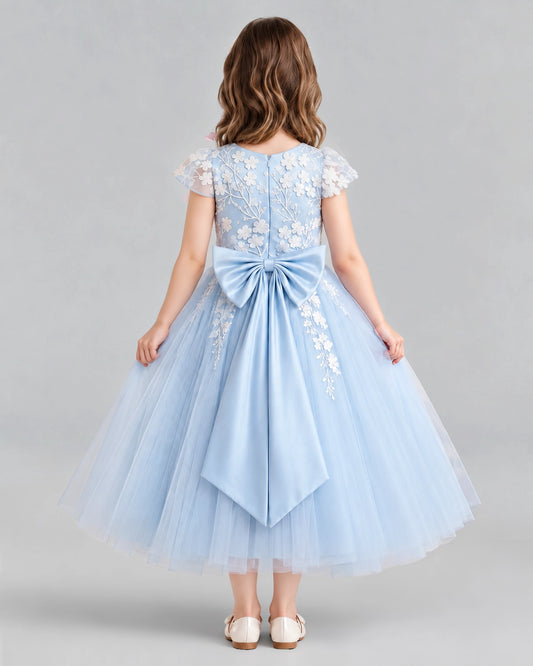 Baby Blue Ball Gown Junior Bridesmaid Dresses Back [Shared]