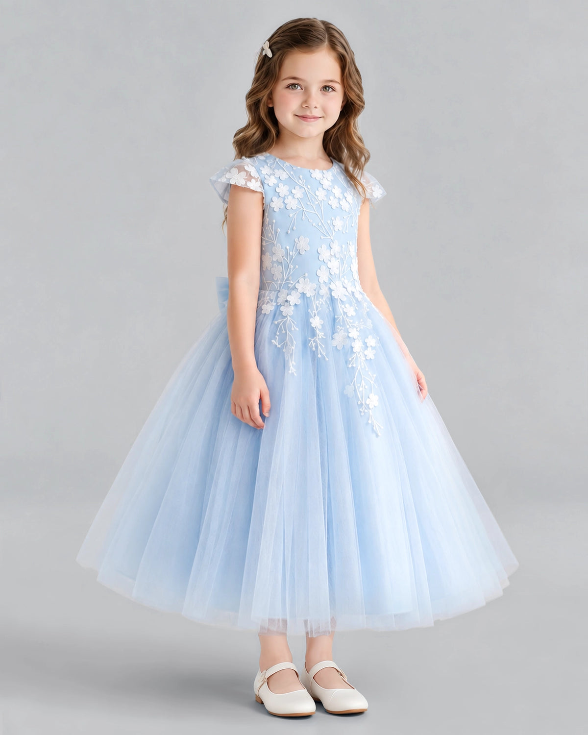 Baby Blue Ball Gown Junior Bridesmaid Dresses Back_Detail [Shared]