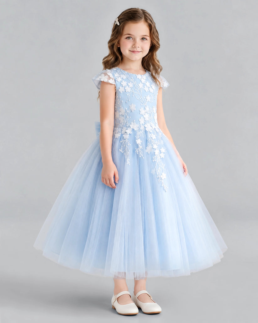 Baby Blue Ball Gown Junior Bridesmaid Dresses Back_Detail [Shared]