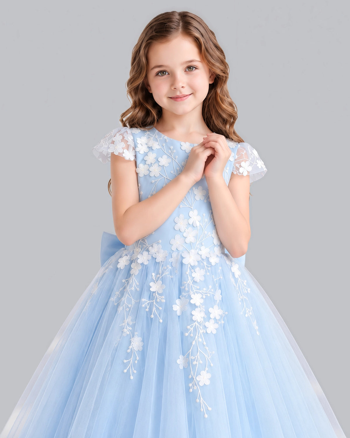 Baby Blue Ball Gown Junior Bridesmaid Dresses Side [Shared]