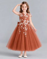 Burnt Orange Ball Gown Junior Bridesmaid Dresses Front