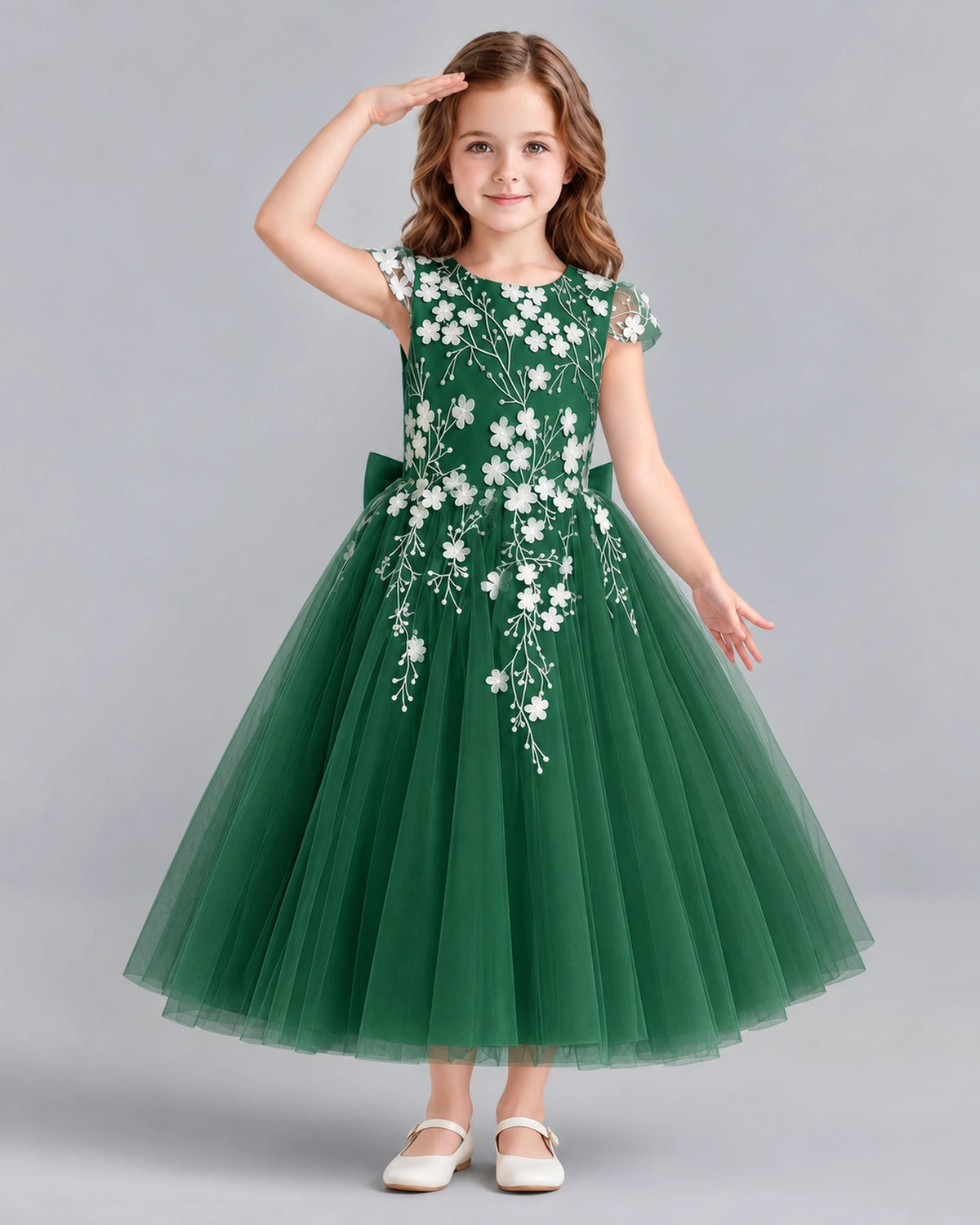 Dark Green Ball Gown Junior Bridesmaid Dresses Front