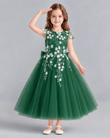 Dark Green Ball Gown Junior Bridesmaid Dresses Front