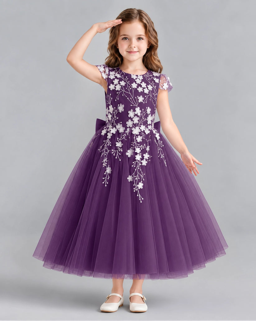 Grape Ball Gown Junior Bridesmaid Dresses Front
