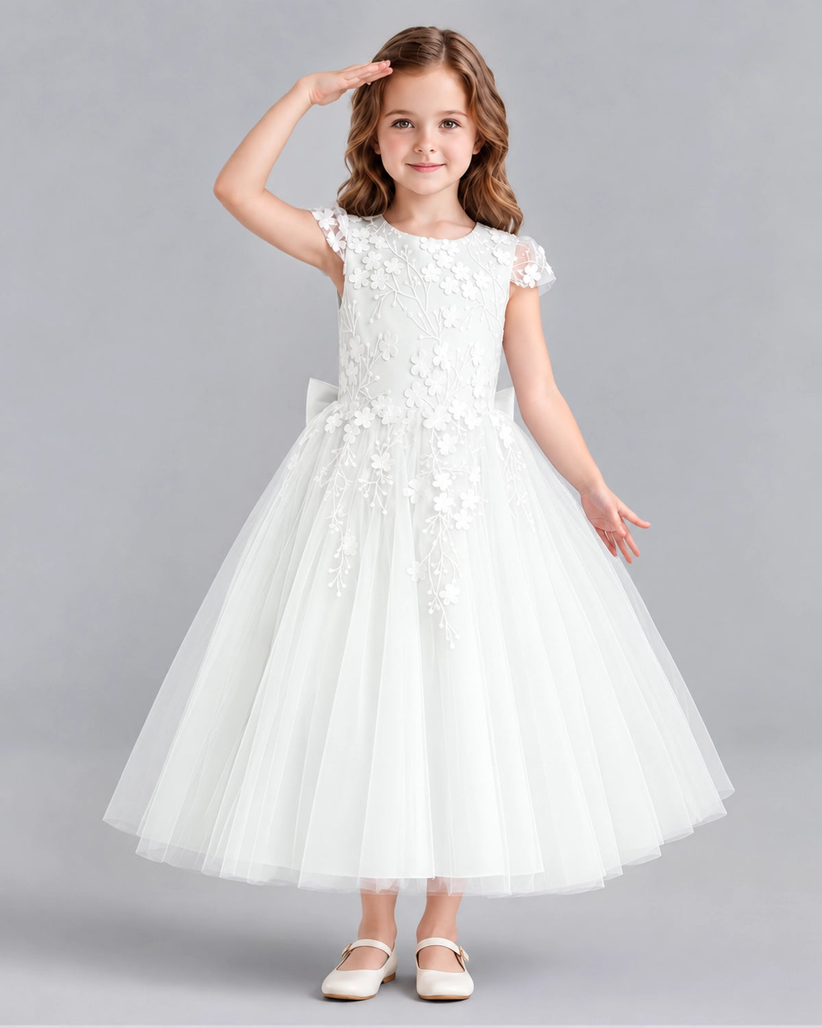 Ivory Ball Gown Junior Bridesmaid Dresses Front