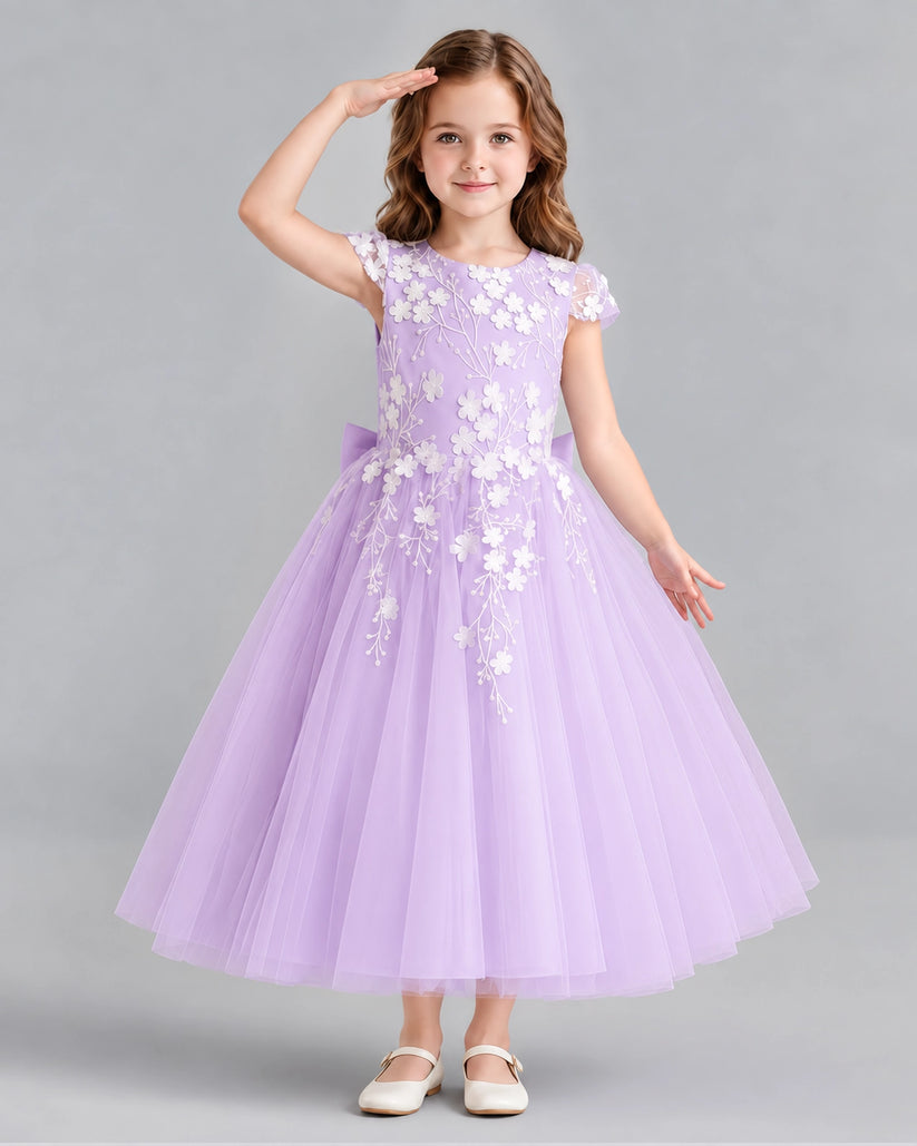 Lilac Ball Gown Junior Bridesmaid Dresses Front