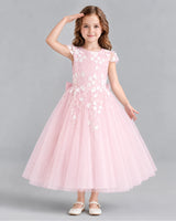 Pink Ball Gown Junior Bridesmaid Dresses Front