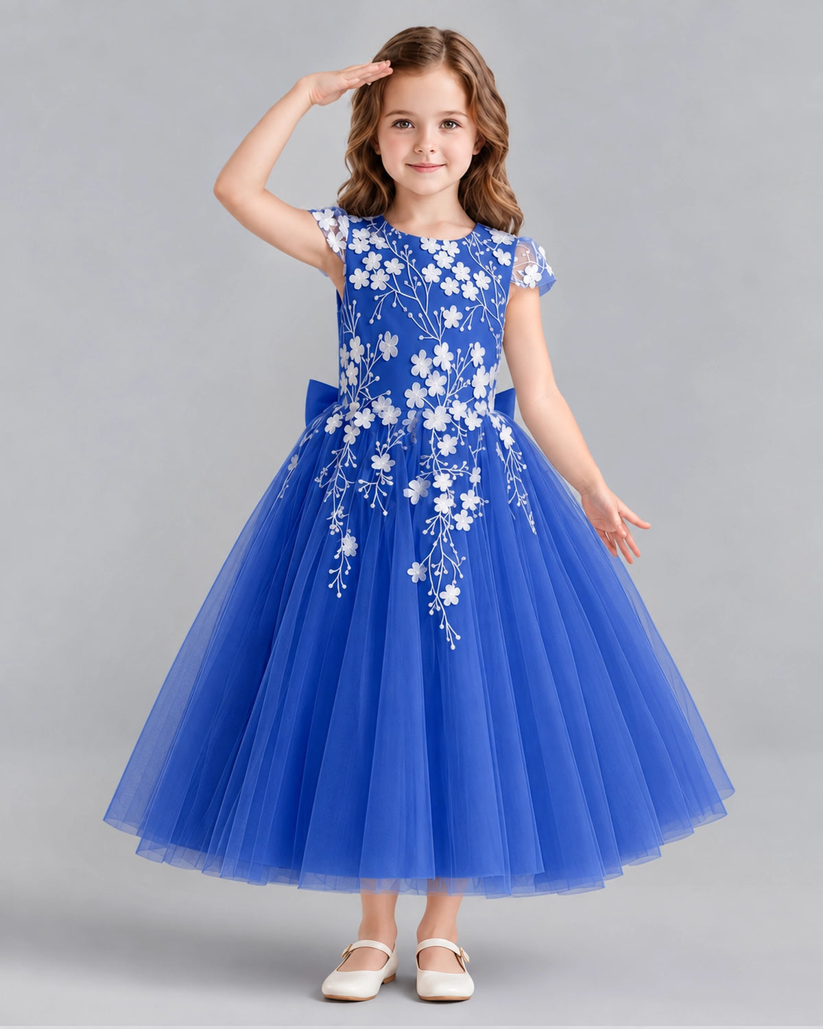 Royal Blue Ball Gown Junior Bridesmaid Dresses Front