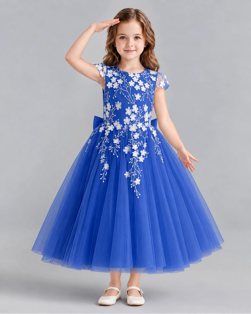 Royal Blue Ball Gown Junior Bridesmaid Dresses Front