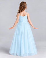 Baby Blue A-line Girls Formal Dresses Back