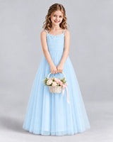 Baby Blue A-line Girls Formal Dresses Front