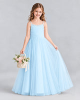 Baby Blue A-line Girls Formal Dresses Side
