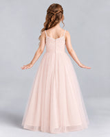 Blush Pink A-line Girls Formal Dresses Back