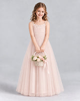 Blush Pink A-line Girls Formal Dresses Front