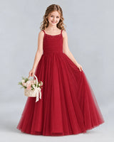 Burgundy A-line Girls Formal Dresses Side