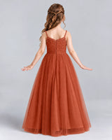 Burnt Orange A-line Girls Formal Dresses Back