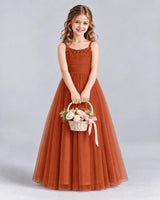 Burnt Orange A-line Girls Formal Dresses Front