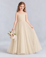 Champagne A-line Girls Formal Dresses Side