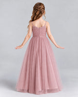 Dusty Rose A-line Girls Formal Dresses Back