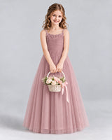Dusty Rose A-line Girls Formal Dresses Front