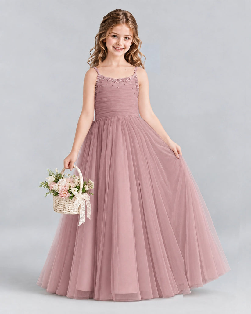 Dusty Rose A-line Girls Formal Dresses Side