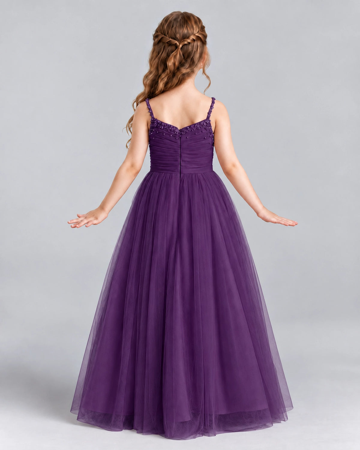 Grape A-line Girls Formal Dresses Back